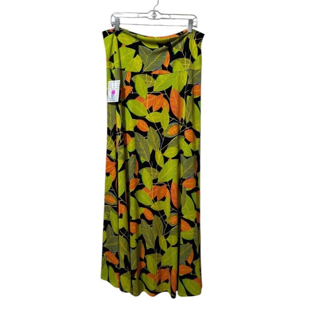 LuLaRoe Women Size XL Maxi Skirt Green Tropical Hawaiian Stretch Lightweight NWT - Picture 2 of 11